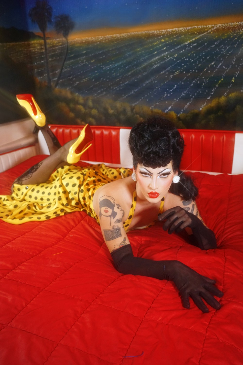 The cover of Violet Chachki's 2021 calendar. Dress courtesynbspof The Last Follies Closet shoes by Christian...