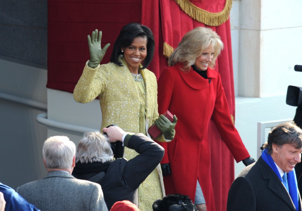 Michelle Obama and Dr. Jill Biden attending Barack Obama's inauguration January 20 2009.