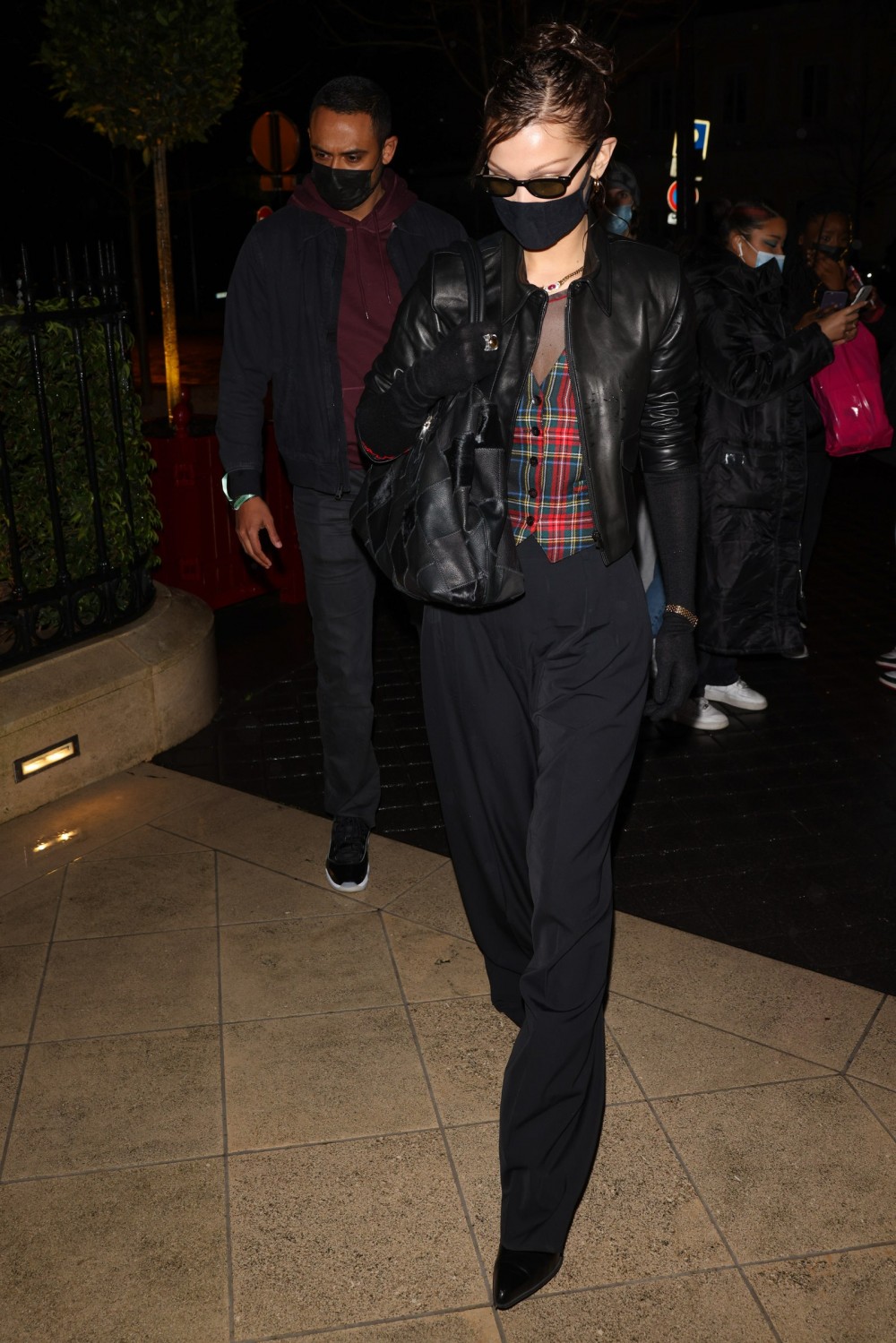 PARIS FRANCE  JANUARY 27 Model Bella Hadid is seen arriving at her hotel on January 27 2021 in Paris France. 