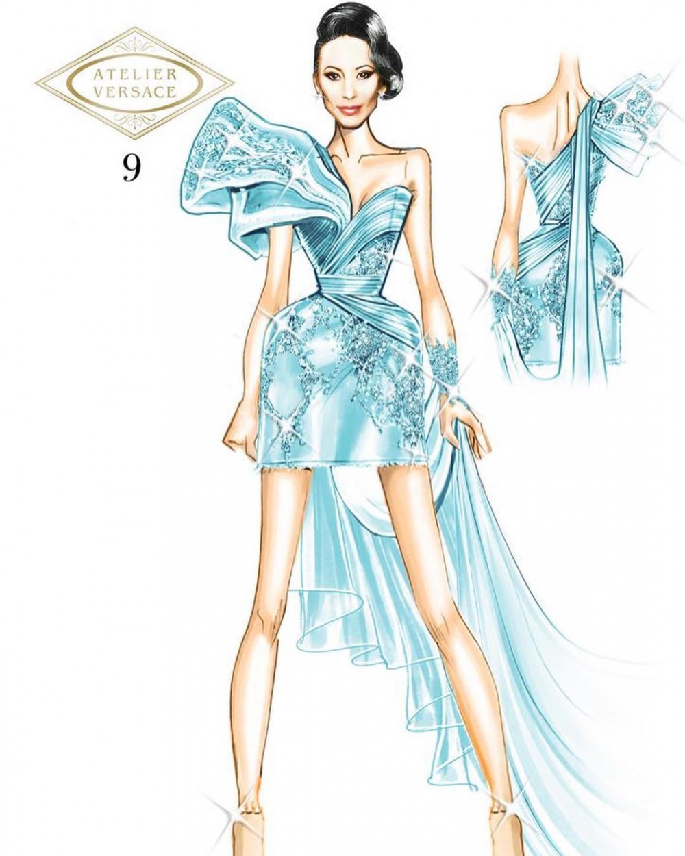 pA personalized sketch of Chiu's Atelier Versace lookp 