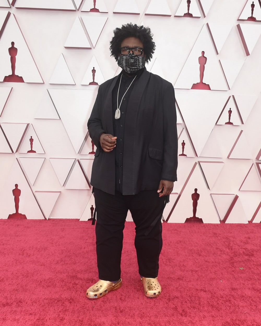 My Oscars Red Carpet Obsession Is Questloves Golden Crocs