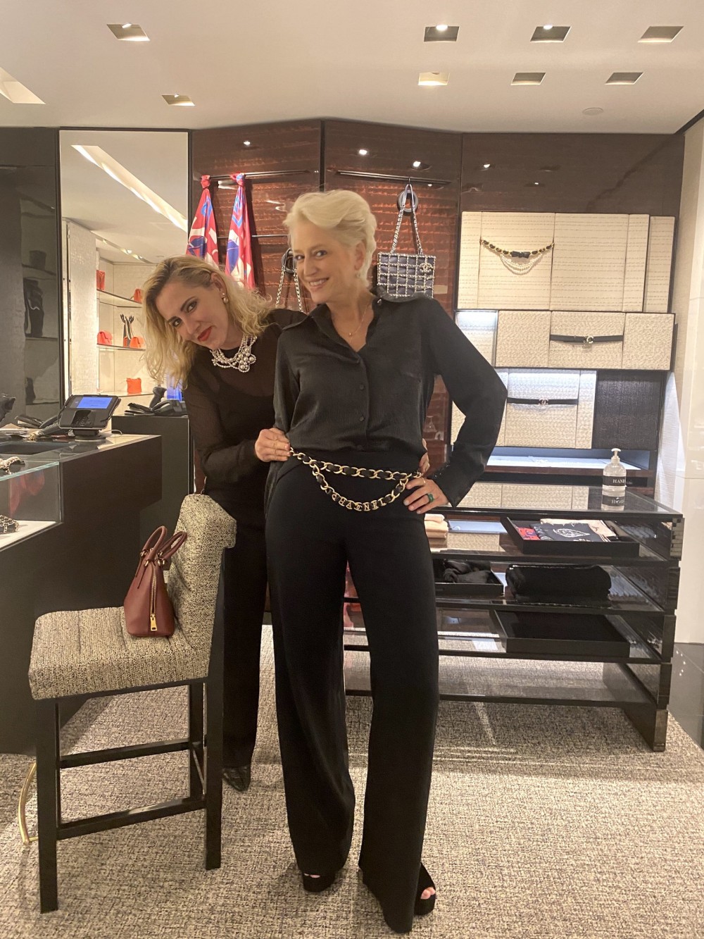 Dorinda poses with Mirka who works in Chanel accessories at Bergdorf Goodman. They have known each other for about four...