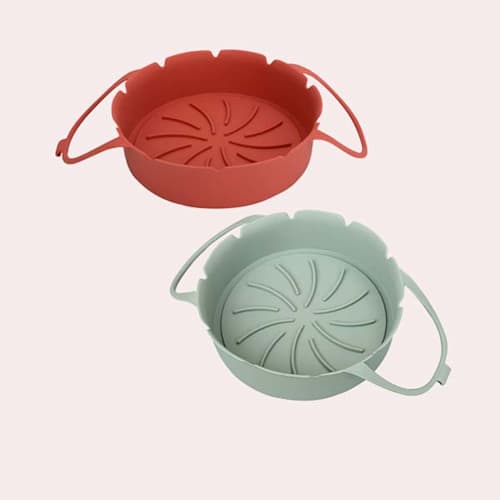 Moldes de silicona con asas largas: Choonjin 2 Piezas Olla de Silicona para Freidora de Aire Reutilizable