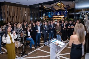 Attendees listen to Leila Cobo during Billboard’s “Líderes de la Música en España” event on March 18, 2025 in Madrid.