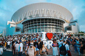Fans outside the Coliseo de Puerto Rico José Miguel Agrelot on night 1 of Bad Bunny: 