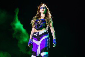 Nicki Nicole performs during Live Out fest 2024 at Parque Fundidora on October 12, 2024 in Monterrey, Mexico.