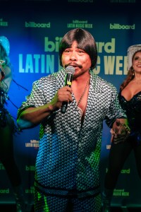 Chaparro Chuacheneguer at Emerging Artist Showcase (Presented by UNO Production) at Stardust Lounge on October 21, 2025 in Miami Beach, Florida.