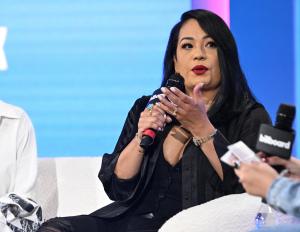 Suzette Quintanilla during the Billboard Latin Music Week Miami 2025 Selena y Los Dinos (Presented by Netflix) panel at the Fillmore Miami Beach on October 22, 2025 in Miami Beach, Florida.