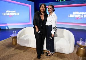 Suzette Quintanilla, Isabel Castro during the Billboard Latin Music Week Miami 2025 Selena y Los Dinos (Presented by Netflix) panel at the Fillmore Miami Beach on October 22, 2025 in Miami Beach, Florida.