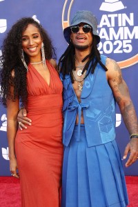 (L-R) Yannely and Vakeró attend the 26th Annual Latin Grammy Awards at the MGM Grand Garden Arena on November 13, 2025 in Las Vegas, Nevada.