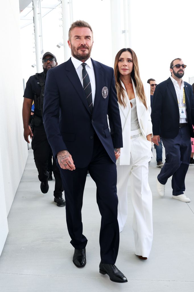 David Beckham y Victoria Beckham inaugurando el nuevo estadio del Inter Miami CF.